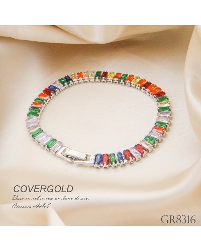 Pulsera En Covergold Circón Multicolor