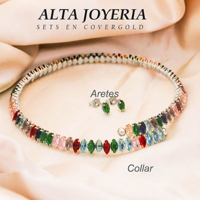 Collar de circones multicolor