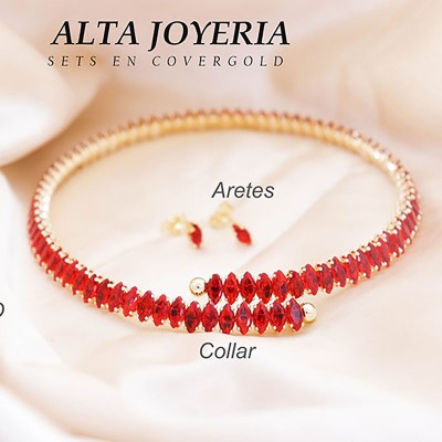 Collar de circones rojos