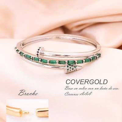 Pulsera de clavo con circones verdes