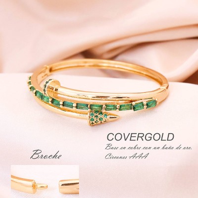 Pulsera de clavo con circones verdes