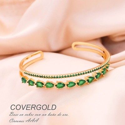 Pulsera aro doble circones verdes