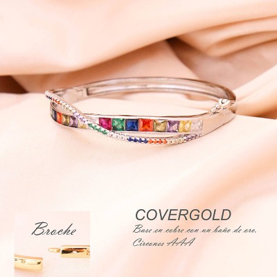 Pulsera doble lazo de circones multicolor