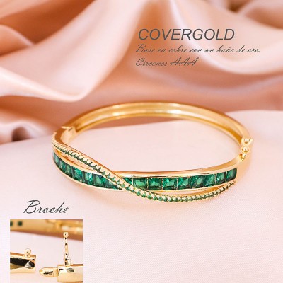 Pulsera doble lazo con circones verdes