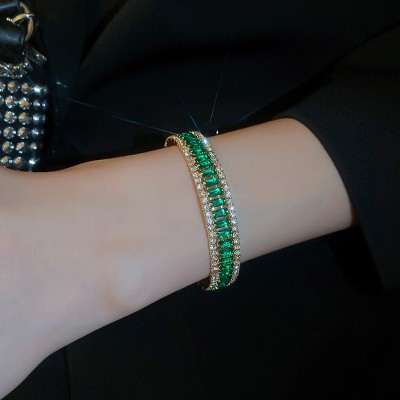 Pulsera de circon Baguette verde