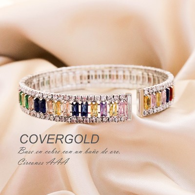 Pulsera De Circon Baguette multicolor