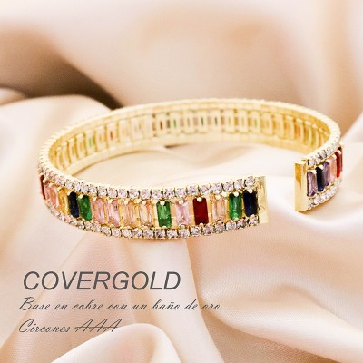Pulsera De Circon Baguette multicolor