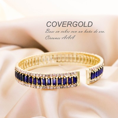 Pulsera De Circon Baguette Azul
