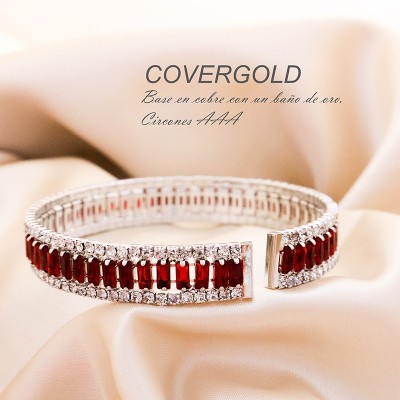 Pulsera De Circon Baguette Rojo