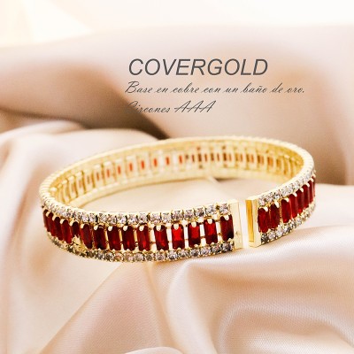 Pulsera De Circon Baguette Rojo