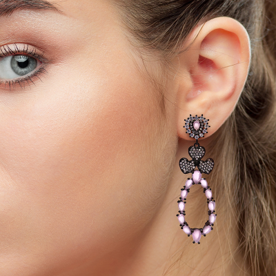 Aretes de colgantes de marquise palo rosa