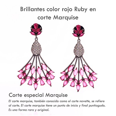 Aretes colgantes de marquise fucsia