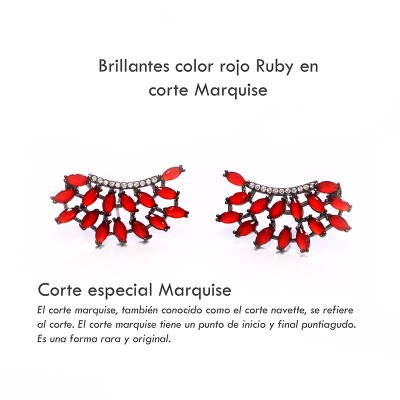 Aretes abanico de marquise rojo