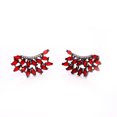 Aretes abanico de marquise rojo