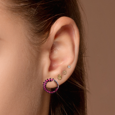 Arete espiral marquise fucsia