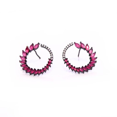 Arete espiral marquise fucsia