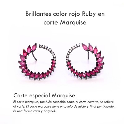 Arete espiral marquise fucsia