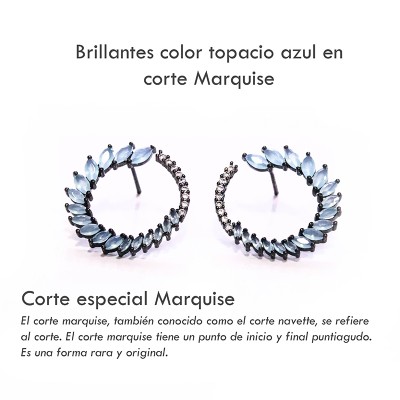 Arete espiral marquise azul