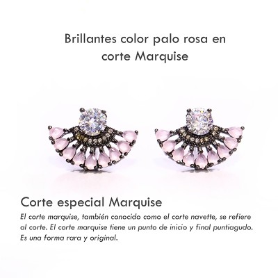 Aretes abanico de marquise palo rosa