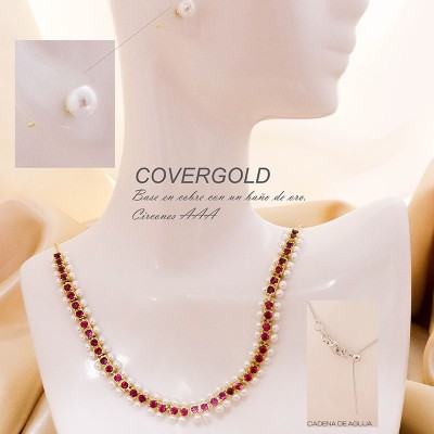 Gargantilla de circones y perla covergold