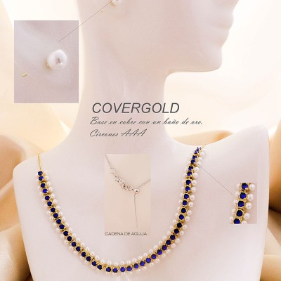 Gargantilla de circones y perla covergold