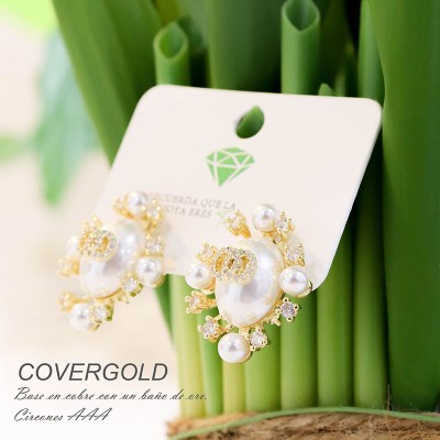 Aretes de perla grandes Covergold