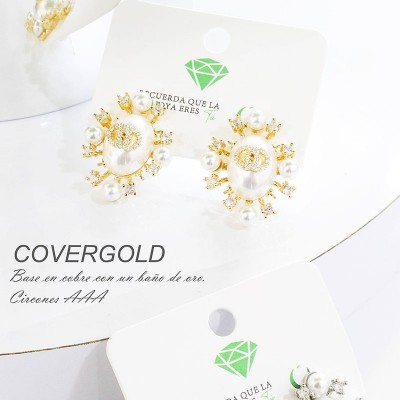 Aretes de perla grandes Covergold
