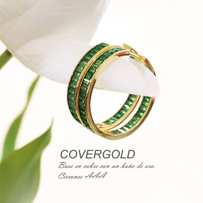 Candongas de circones verdes Covergold