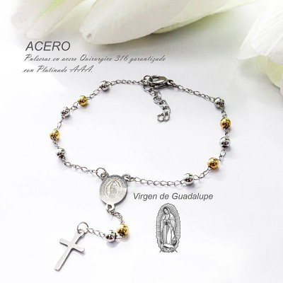 Pulsera de la virgen de Guadalupe en acero