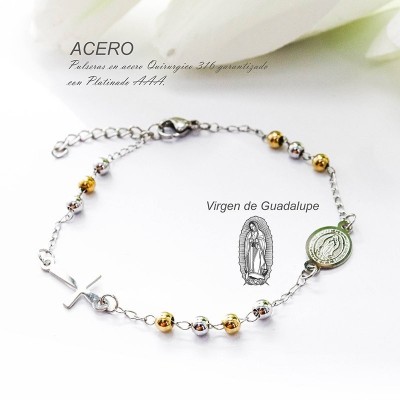 Pulsera de la virgen de Guadalupe en acero
