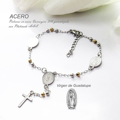 Pulsera de la virgen de Guadalupe en acero