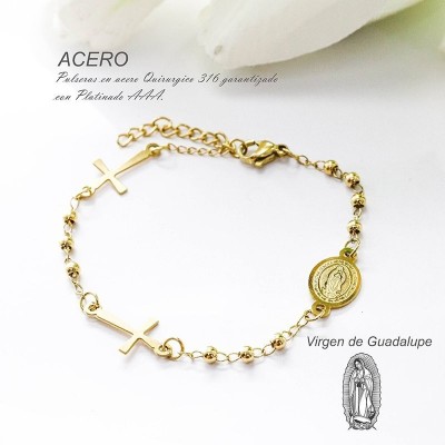 Pulsera de la virgen de Guadalupe en acero