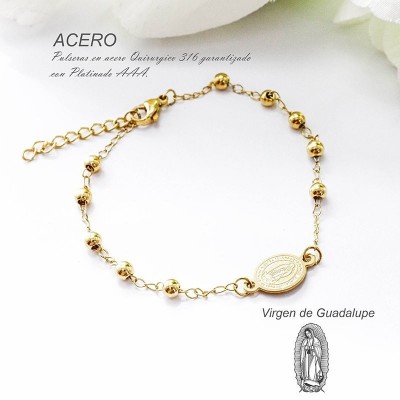 Pulsera de la virgen de Guadalupe en acero
