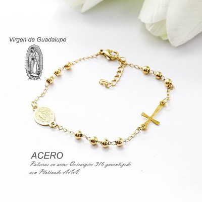Pulsera de la virgen de Guadalupe en acero