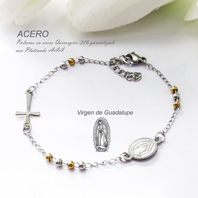 Pulsera de la virgen de Guadalupe en acero
