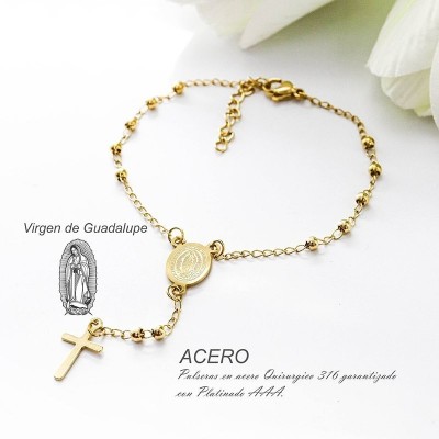 Pulsera de la virgen de Guadalupe en acero