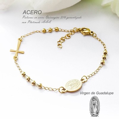 Pulsera de la virgen de Guadalupe en acero