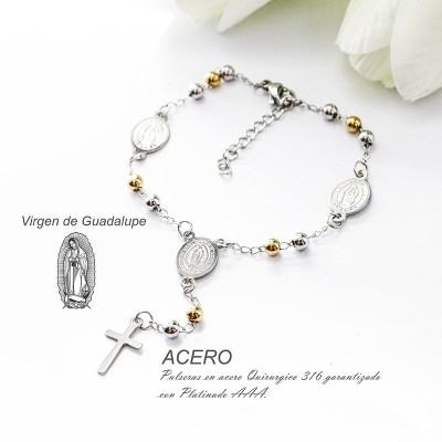 Pulsera de la virgen de Guadalupe en acero