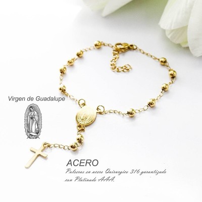 Pulsera de la virgen de Guadalupe en acero