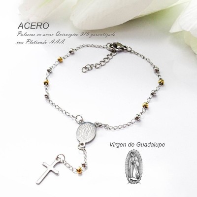 Pulsera de la virgen de Guadalupe en acero