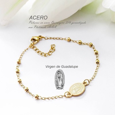Pulsera de la virgen de Guadalupe en acero