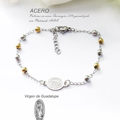 Pulsera de la virgen de Guadalupe en acero