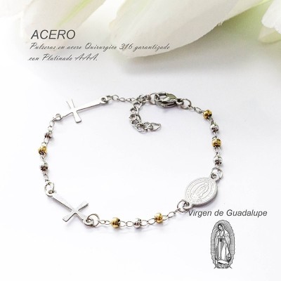 Pulsera de la virgen de Guadalupe en acero