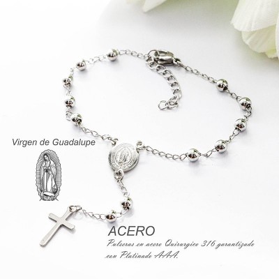 Pulsera de la virgen de Guadalupe en acero