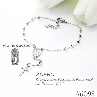 Pulsera de la virgen de Guadalupe en acero