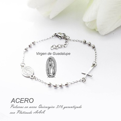 Pulsera de la virgen de Guadalupe en acero