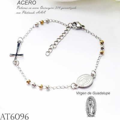 Pulsera de la virgen de Guadalupe en acero