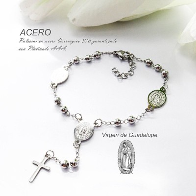 Pulsera de la virgen de Guadalupe en acero
