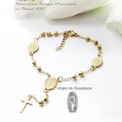Pulsera de la virgen de Guadalupe en acero