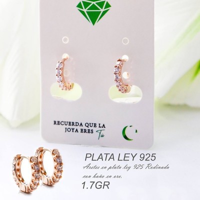 Candongas con circones en plata ley 925 GR 1.7